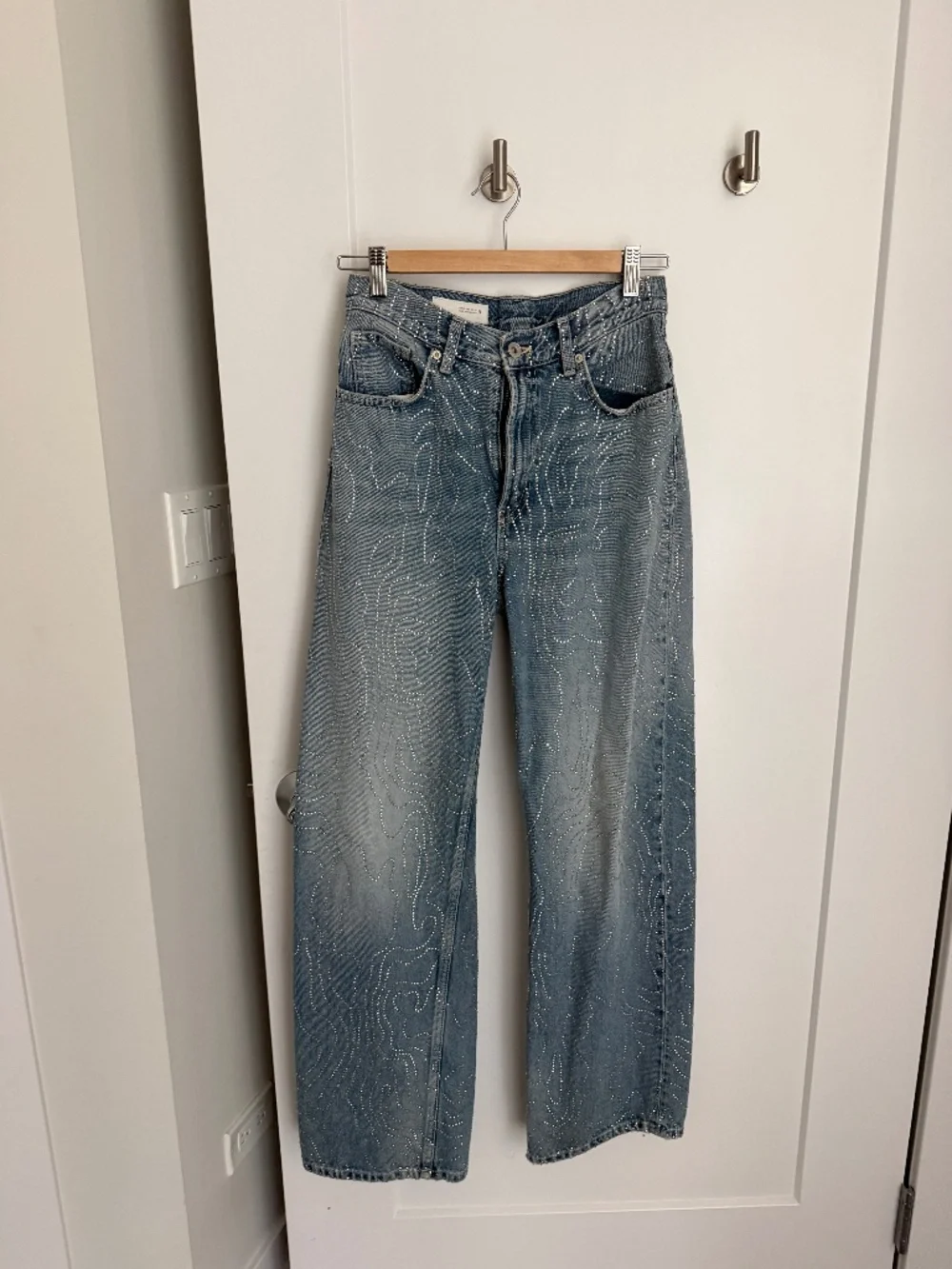 Zara TRF LOW RISE WIDE LEG RHINESTONE Size 2 - Picture 5 of 10